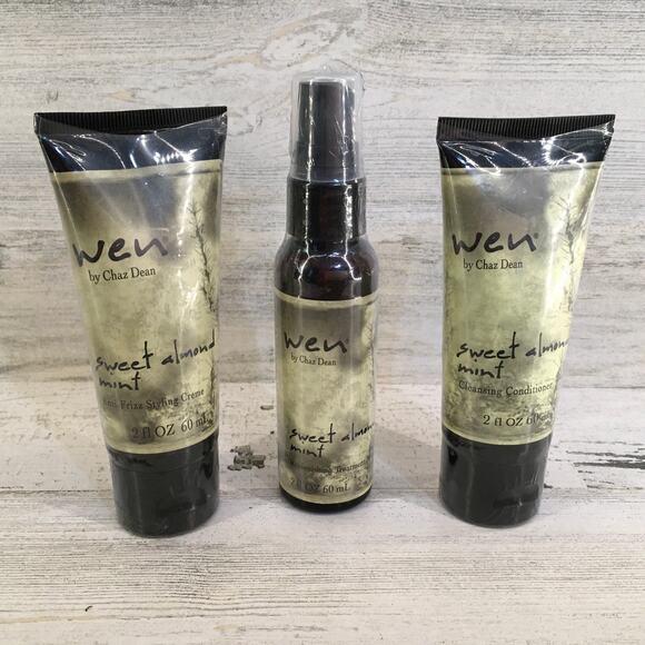 Wen Sweet Almond Mint Hair Styling Set Anti Frizz Creme Conditioner Mist SEALED - Picture 2 of 6